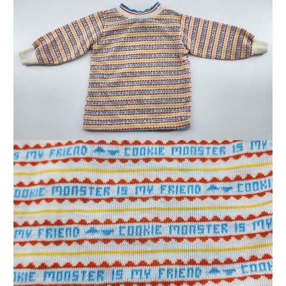 Vtg JCPenney ToddleTime Sesame Street Baby Long Sleeve Shirt Cookie Monster Sz 1 - Picture 1 of 12